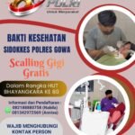 Polres Gowa menggelar layanan scaling gigi gratis selama Juni 2026 dalam rangka HUT Bhayangkara ke-80. Program ini terbuka bagi masyarakat dengan kuota terbatas.