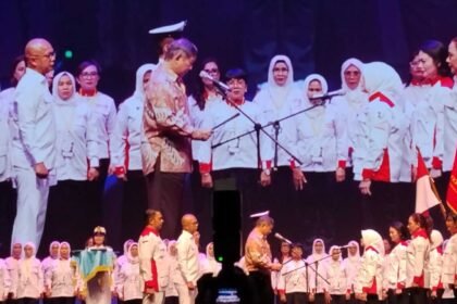 Hashim lantik pengurus Srikandi Jaga Desa se-Indonesia di Ballroom The Djakarta Theater, Jakarta, Jumat (3/7/2026).