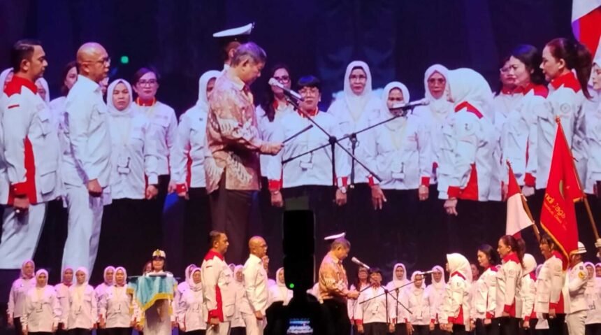 Hashim lantik pengurus Srikandi Jaga Desa se-Indonesia di Ballroom The Djakarta Theater, Jakarta, Jumat (3/7/2026).