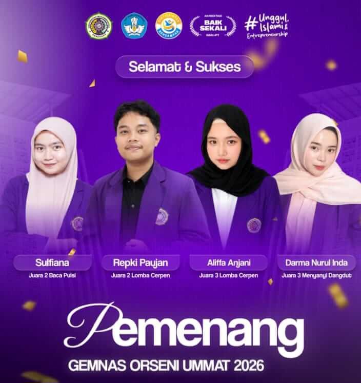 Empat mahasiswa UNIMEN raih prestasi nasional di Gemnas ORSENI UMMAT 2026.