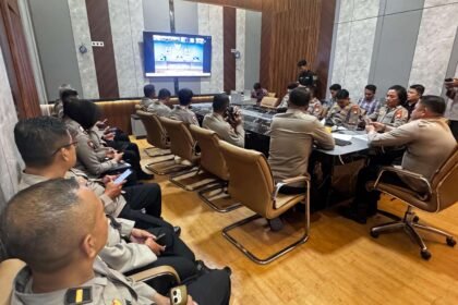 Rapat daring oleh Stamaops Polri pada Kamis (17/9/2026) yang diikuti jajaran Polresta Gowa dari ruang rapat Kapolresta Gowa. (ft/ho)
