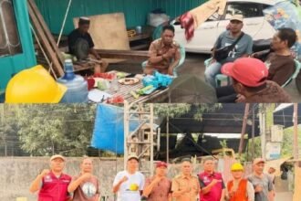 Caption: Lurah Tallo bersama RT dan RW 05 pantau pengeboran sumur dalam, harapan baru air bersih warga pesisir, Selasa (13/10/2026). (ft/kolase/ho)