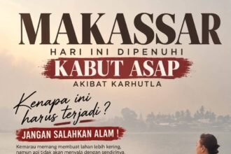 Caption: Kabut asap akibat karhutla menjadi peringatan bagi Makassar tentang pentingnya pencegahan kebakaran, penegakan hukum yang tegas, dan perlindungan hak masyarakat atas udara bersih.